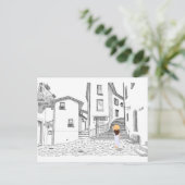 Minimalist European Street Illustration Briefkaart (Staand voorkant)