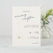 Minimalist Evening Reception Wedding Gold Black  Kaart (Staand voorkant)