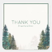 Minimalist Evergreen Pine Forest Green Frame Vierkante Sticker (Voorkant)