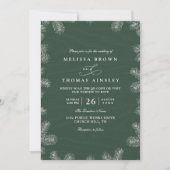 Minimalist Evergreen Rustic Modern QR Code Wedding Kaart (Voorkant)