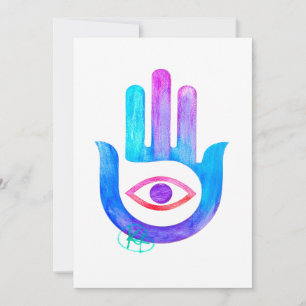 Minimalist Evil Eye Hamsa Art Kaart