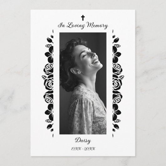 Minimalist Exquisite Floral Black & White Floral Programmakaart (Voorkant)