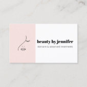 Minimalist Face Logo Esthetician Blush Pink Visitekaartje (Voorkant)