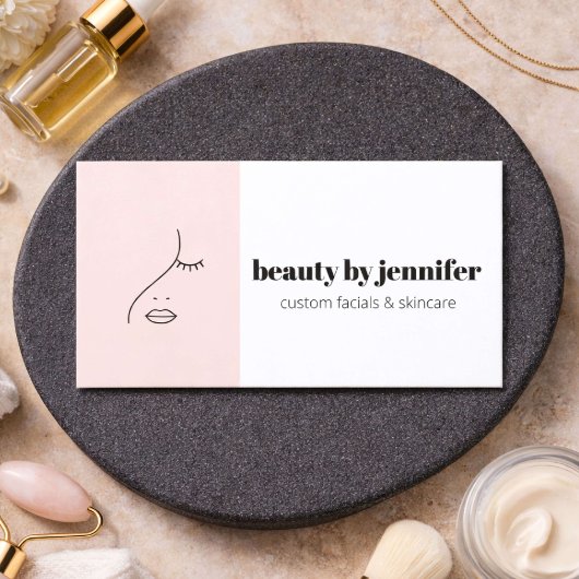 Minimalist Face Logo Facialist Blush Pink Visitekaartje