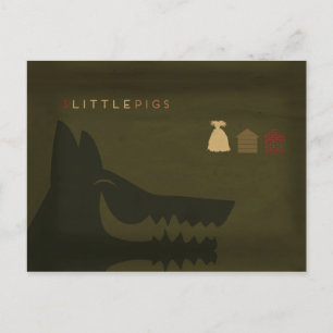 Minimalist Fairy Tales   The 3 Little Pigs Briefkaart
