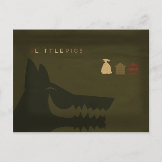 Minimalist Fairy Tales | The 3 Little Pigs Briefkaart (Voorkant)