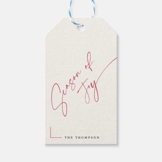 Minimalist Family Name Christmas Festive Holiday Cadeaulabel (Voorkant)