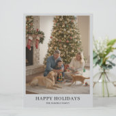 Minimalist Family Photo Year In Review Christmas Feestdagenkaart (Staand voorkant)