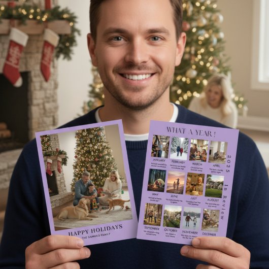 Minimalist Family Photo Year In Review Christmas Feestdagenkaart