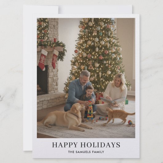 Minimalist Family Photo Year In Review Christmas Kaart (Voorkant)