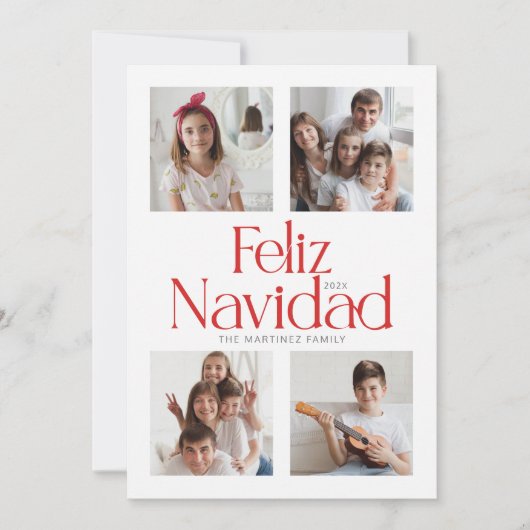 Minimalist Feliz Navidad Rode Kaart (Voorkant)