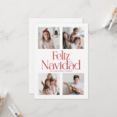 Minimalist Feliz Navidad Rode Kaart (Voorkant / Achterkant in situ)