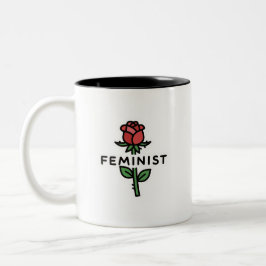 Minimalist Feminist Rose Two-Tone Coffee Mug Tweekleurige Koffiemok