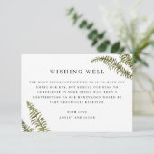 Minimalist Fern Wishing Well | Elegant Wedding Informatiekaartje (Staand voorkant)