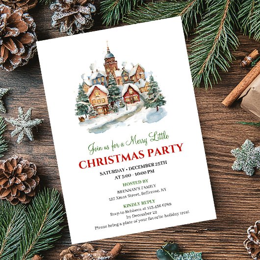 Minimalist festive city Christmas party invitation Kaart