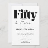 Minimalist Fifty & Fine 50th Birthday Kaart (Voorkant)