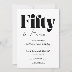 Minimalist Fifty & Fine 50th Birthday Kaart