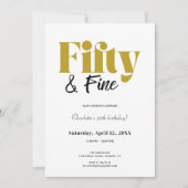 Minimalist Fifty & Fine 50th Birthday Kaart (Voorkant)