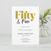 Minimalist Fifty & Fine 50th Birthday Kaart (Staand voorkant)