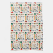 Minimalist flat vector kitchenware and baguettes theedoek (Verticaal)