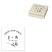 Minimalist Floral Bewaar de datum Monogram stempel (Gestempeld)
