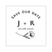 Minimalist Floral Bewaar de datum Monogram stempel (Afrduk)