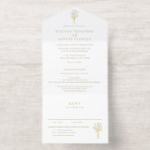 Minimalist Floral Bouquet Line Art Wedding All In One Uitnodiging (Binnenkant)