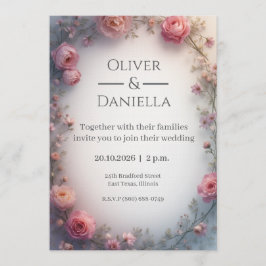 Minimalist Floral Christian Wedding Invitation Kaart