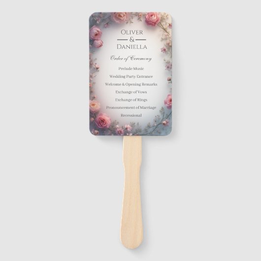 Minimalist Floral Christian Wedding Program Handwaaier (Voorkant)