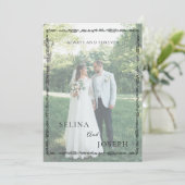 Minimalist Floral Elegant Photo Wedding  Kaart (Staand voorkant)