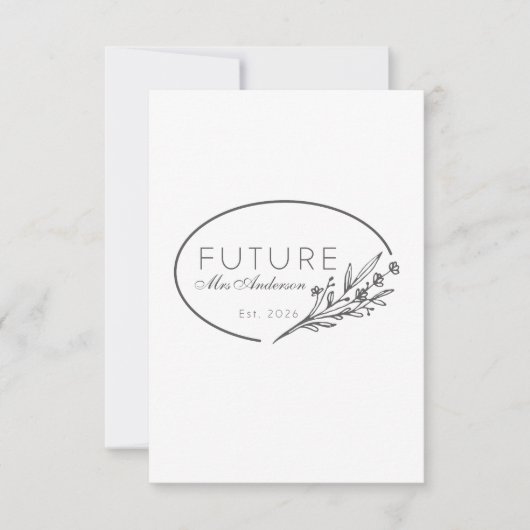 Minimalist Floral Future Mrs. Est 2026 Save  Save The Date (Voorkant)
