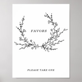 Minimalist Floral Line Art Favors Sign Poster