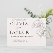 Minimalist Floral Line Art Save the Date Card (Staand voorkant)