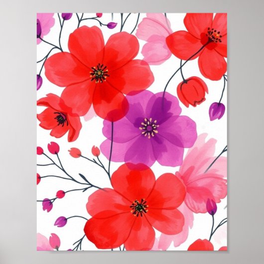 Minimalist Floral Line Art Wall Poster (Voorkant)