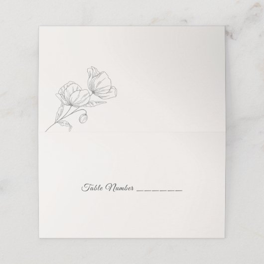 Minimalist Floral Line Art Wedding Elegant Botanic Plaatskaartje (Buitenkant ongevouwen)
