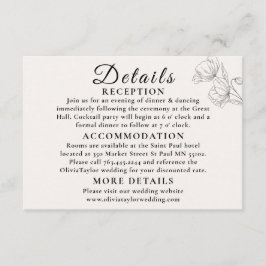 Minimalist Floral Line Art Wedding Enclosure Card  Informatiekaartje