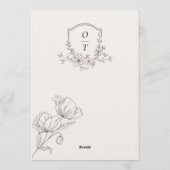 Minimalist Floral Line Art Wedding Invitation Kaart (Achterkant)