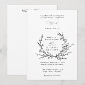 Minimalist Floral Line Art Wedding Invitation Kaart (Voorkant / Achterkant)