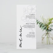 Minimalist Floral Line Art Wedding Menu Card (Staand voorkant)
