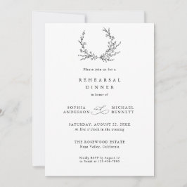 Minimalist Floral Line Art Wedding Rehearsal   Kaart