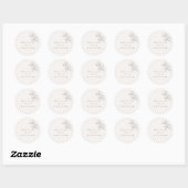 Minimalist Floral Line Art Wedding Ronde Sticker (Vel)