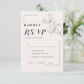 Minimalist Floral Line Art Wedding RSVP Card (Staand voorkant)