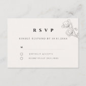 Minimalist Floral Line Art Wedding RSVP Card (Voorkant)