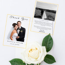 Minimalist Floral Line Art Wedding Thank You Card Bedankkaart