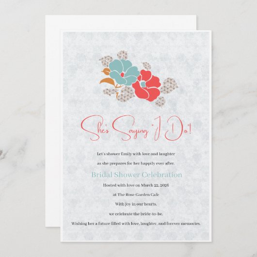 Minimalist Floral Monogram Kaart (Voorkant / Achterkant)