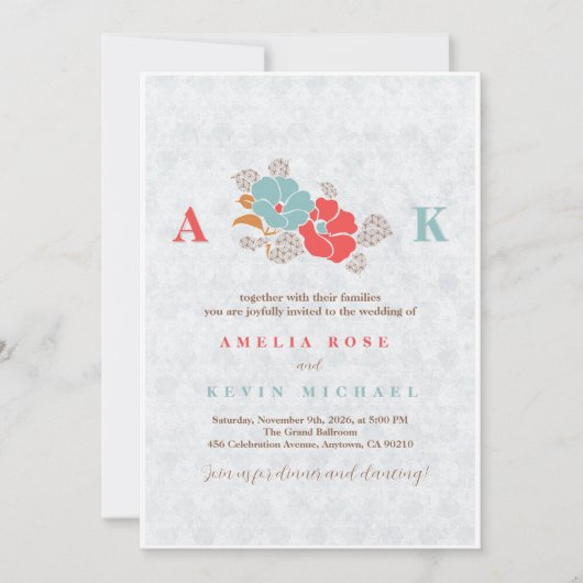 Minimalist Floral Monogram Kaart (Voorkant)