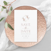 Minimalist Floral Monogram Save the Date Card Kaart