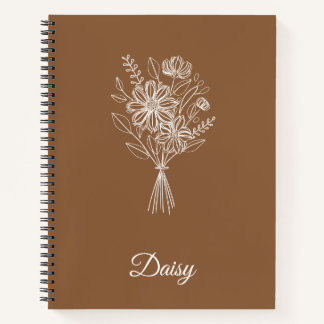 Minimalist Floral Notebook – Personalized Name  Notitieboek
