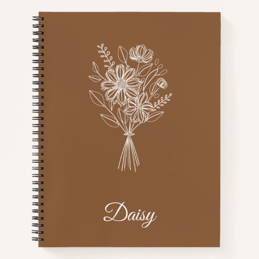 Minimalist Floral Notebook – Personalized Name Notitieboek (Voorkant)