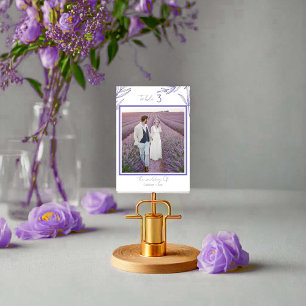 Minimalist Floral Paar foto met nummer Kaart